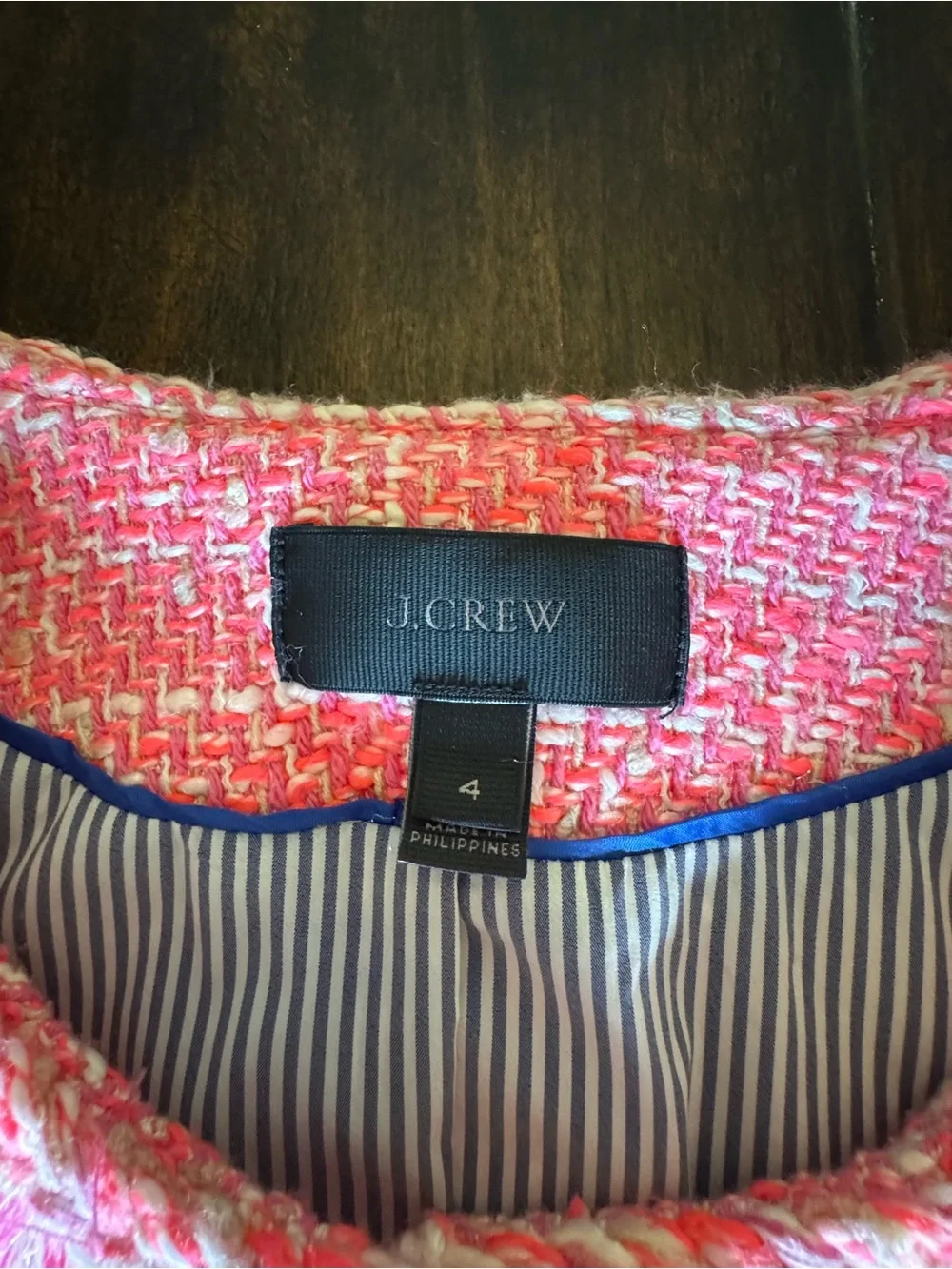 J. Crew Pink Tweed Peplum Jacket